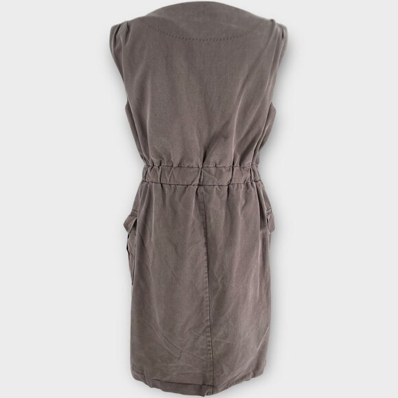Coquille Brown Anthropologie Cargo Pockets Utility Cinched Waist Sheath Dress M - Picture 6 of 13